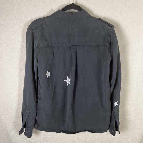 Rails Shacket Kato Stars Military Linen Blend Shirt Jacket Top Tencel Linen EUC - Picture 4 of 11